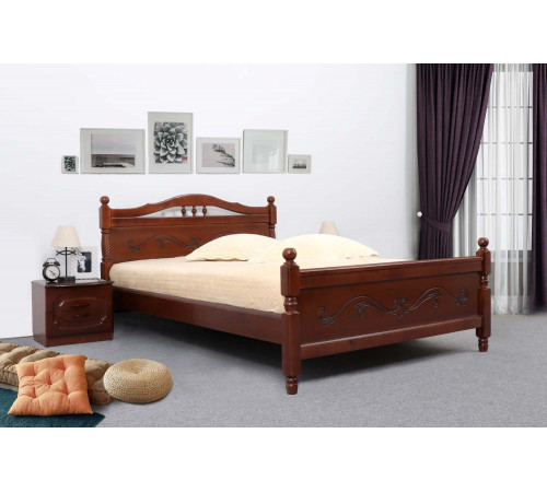 Кровать Людмила-17 орех светлый с патиной Кровать Людмила-17 орех светлый с патиной