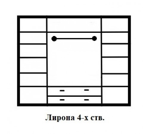 Четырехстворчатый шкаф для одежды Лирона MUR-103-04 st с зеркалом Четырехстворчатый шкаф для одежды Лирона MUR-103-04 st с зеркалом
