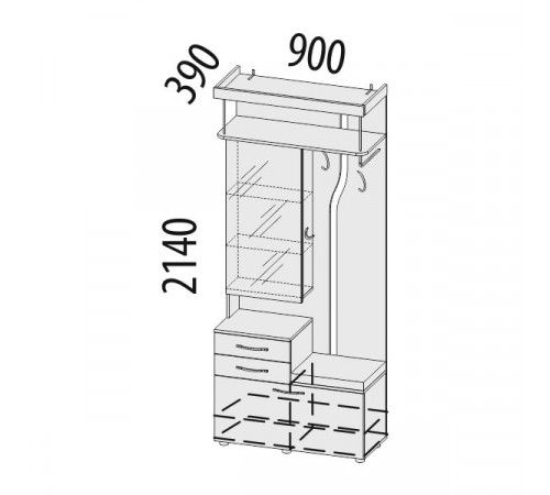 Вешалка с зеркалом Мэри 39.08 комбинированная Вешалка с зеркалом Мэри 39.08 комбинированная