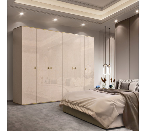 Шестистворчатый шкаф для одежды  Rimini РМШ2/6 (латте) Шестистворчатый шкаф для одежды  Rimini РМШ2/6 (латте)