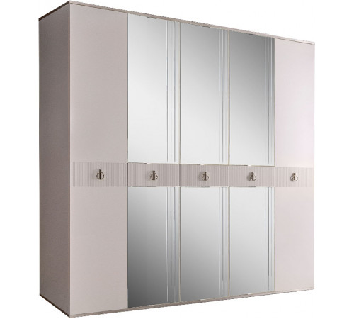 Пятистворчатый шкаф для одежды с зеркалом Rimini Solo РМШ1/5 (s) (слоновая кость) Пятистворчатый шкаф для одежды с зеркалом Rimini Solo РМШ1/5 (s) (слоновая кость)