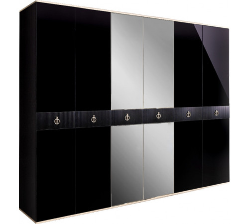 Шестистворчатый шкаф для одежды с зеркалом Rimini Solo РМШ1/6 (s) (черный) Шестистворчатый шкаф для одежды с зеркалом Rimini Solo РМШ1/6 (s) (черный)