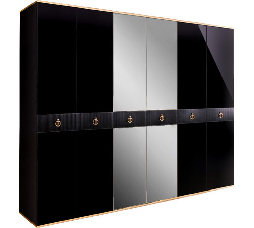 Шестистворчатый шкаф для одежды с зеркалом Rimini Solo РМШ1/6 (s) (черный) Шестистворчатый шкаф для одежды с зеркалом Rimini Solo РМШ1/6 (s) (черный)