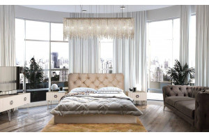 Двуспальная кровать с подъемным механизмом BOGEMIA (жемчуг) Двуспальная кровать с подъемным механизмом BOGEMIA (жемчуг)